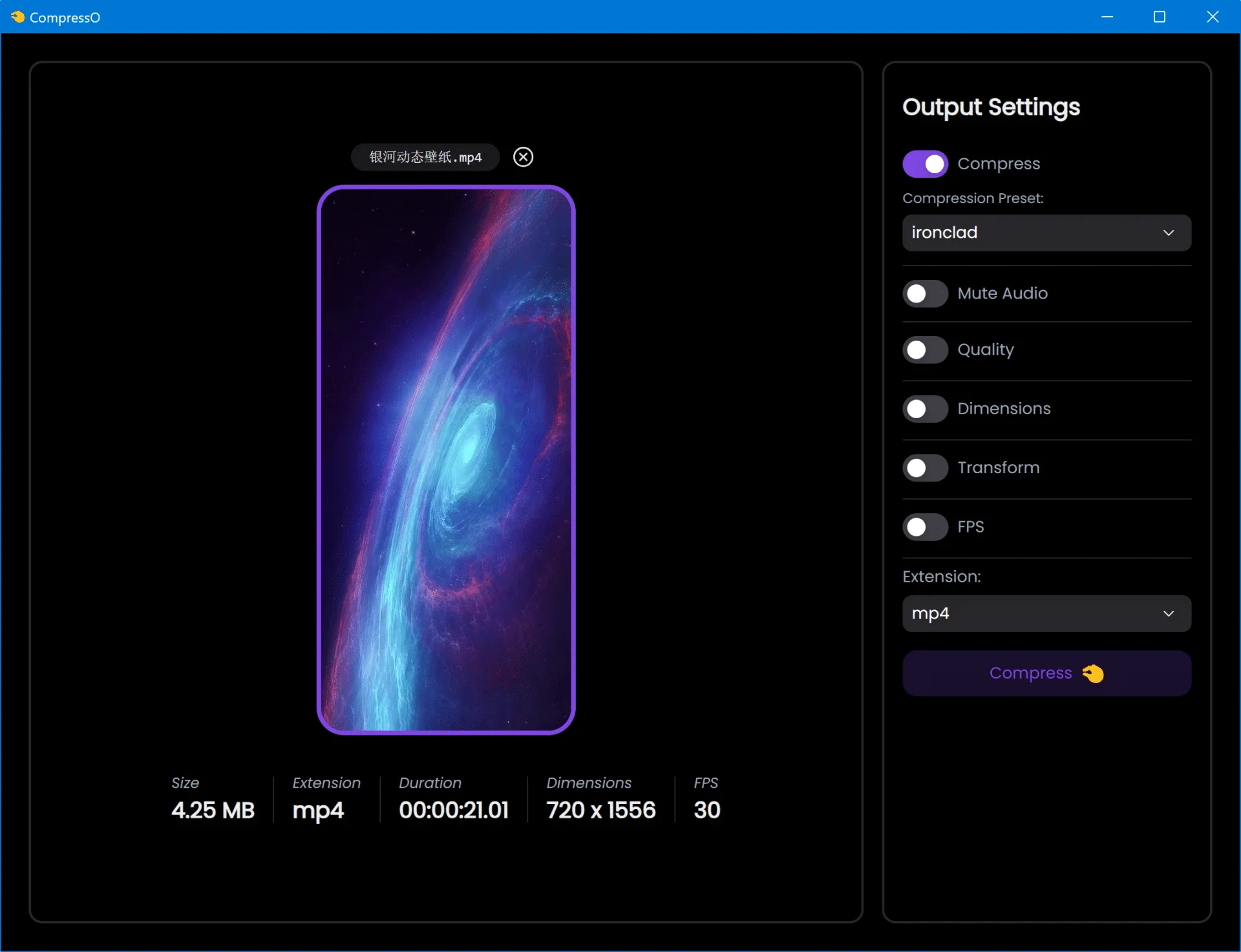 CompressO v1.3.0 װ Դѿƽ̨ƵѹӦó